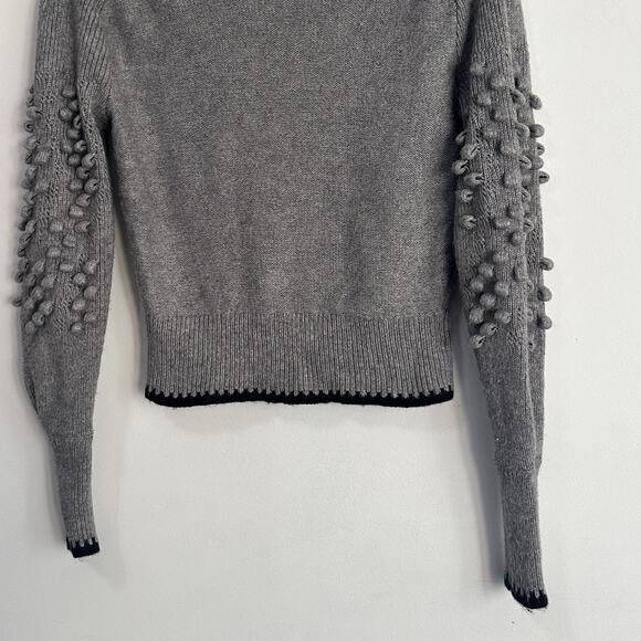 BCBGMaxazria Mock Neck Sweater XS Gray Popcorn Stitch Merino Wool Blend NWOT - Picture 8 of 10
